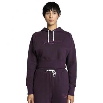 Sudadera con capucha Puma Classics+ Relaxed Cropped mujer lila oscuro M, Casual, Deportivo, Algodón, Multideporte