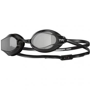 Gafas de natación TYR Blackops 140 EV Racing negras con lentes transparentes, diseño de rendimiento