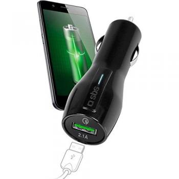 SBS - Cargador de Coche 12/24 v USB qc 3.0 para Smartphones