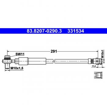 Tubo de freno ATE 83.8207-0290.3, Latiguillo de freno ATE 83.8207-0290.3