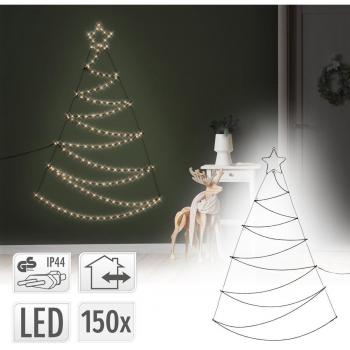 Árbol de Navidad LED con Estrella 150 LEDs Blanco Cálido Montado en la Pared 150cm Decoración Festiva Colgante Decorativo