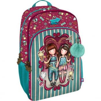 Safta Mochila Escolar Gorjuss Santoro con Diseño Fairground 'Fireworks', 3 Cremalleras, Adaptable a Carro, Color Granate, Tamaño Estándar 29x45