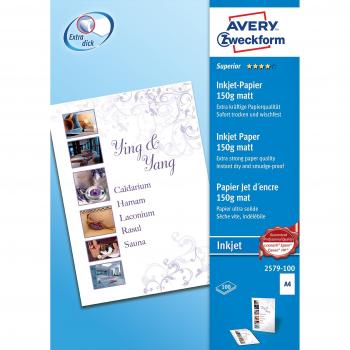 Papel Fotográfico Superior A4 150g/m² Mate - 100 Hojas Avery Zweckform 2579-100