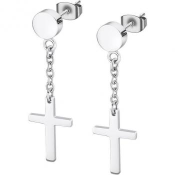 Pendientes Lotus Style LS2175-4/1 Acero Inoxidable 316L con Motivo de Cruz para Hombre