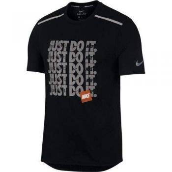 NIKE Breathe Rise 365 Camiseta, Hombre, Black/Metallic Silver, S
