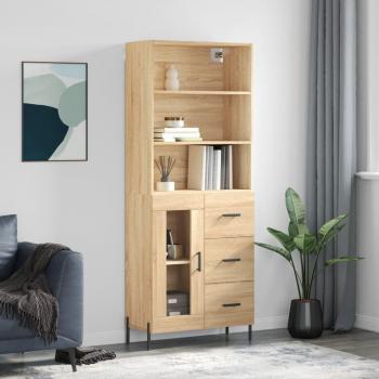 Aparador alto de madera multicapa color roble Sonoma 69,5x34x180 cm