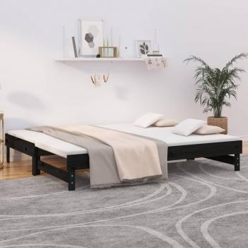 Sofá cama extraíble negro 2x(90x200) cm madera maciza de pino