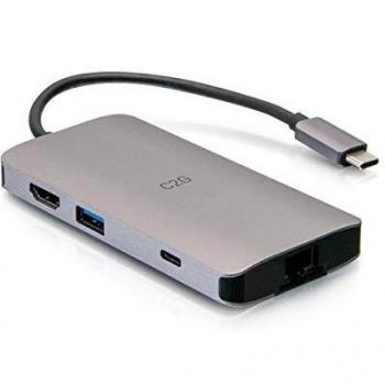 C2G USB C 8-in-1 Mini Docking Station with HDMI, 2x USB-A, Ethernet, SD Card Reader, and USB-C Charging, Power Delivery up to 100W, 4K @ Resolution 30Hz