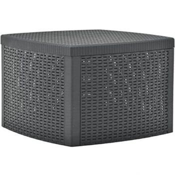 SATURNIA 8330145 Mesa Resina Auxiliar Simil Rattan Cofre 53x53x40 cm.