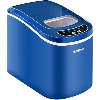 Costway Máquina de Hacer Hielo 12 Kg / 24 Horas, Tanque de Agua de 2,2 L, incluye Cuchara y Cesta Portátil, Dimensiones 24 x 36 x 33 cm,