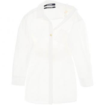 Jacquemus Asymmetric Mini Shirt Dress Chemise - White, Size: 36 (XS)