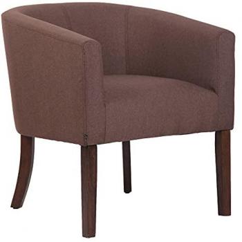 Sillón CLP Nemea con patas de madera y asiento tapizado en tela marrón antiguo