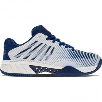 K-Swiss Hypercourt Express 2 Zapatilla Tierra Batida Hombres Blanco y Azul Oscuro - Talla 45, ideal para tenis y pádel