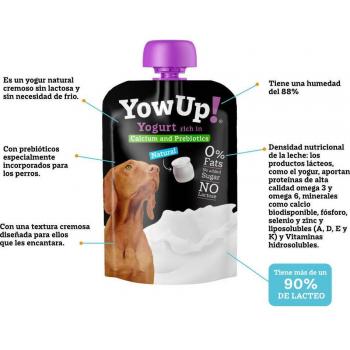 Yow UP Yogurt Natural con Calcio y Prebióticos para Perros Pouch 10×115 g