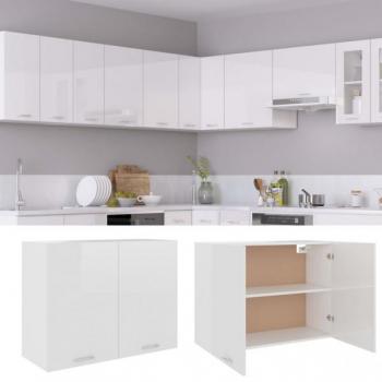 Mueble de cocina colgante en aglomerado blanco brillante con medidas 80x31x60 cm