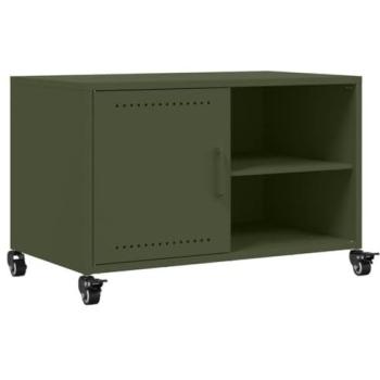 Mueble TV multimedia estante buffet para televisión color oliva 68 x 39 x 43,5 cm acero verde
