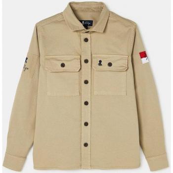 Sobrecamisa elPulpo Parches beige niño, sobracamisa lisa manga larga de niño