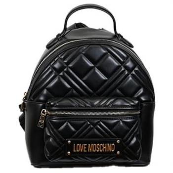 Mochila Love Moschino Trapuntada Negra para Mujer con Bolsillo Frontal