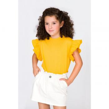 Camiseta sin mangas de niña mostaza con volantes 2-3 años