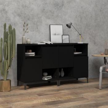 Aparadores de madera contrachapada negro 60x35x70 cm - 2 piezas