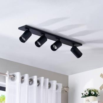 Foco de techo alargado Arcchio Brinja negro, 4 luces GU10, moderno, hecho de aluminio para salón y comedor