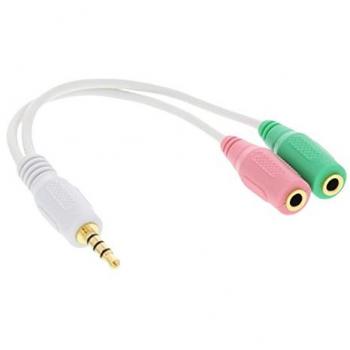 Adaptador de Audio InLine® 3,5mm a Doble 3,5mm, 0,15m, Blanco