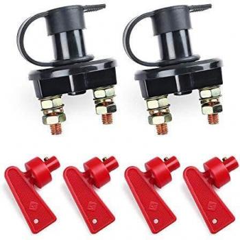 LotFancy 2 Piezas Interruptor de Desconexión del Aislador de la Batería, Interruptor Desconectador de Bateria 6V 12V 24V para Coche, Camión, Bote, RVs, Vehículos ATV, 200/1000 Amperios