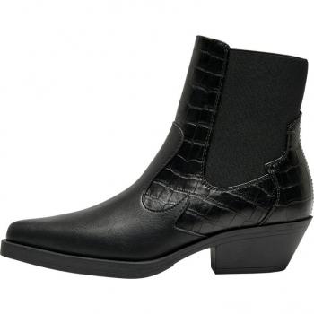 Only Bronco-2 Women's Black Short PU Cowboy Ankle Boots