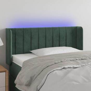 Cabecero LED de terciopelo verde oscuro 83x16x78/88 cm