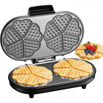 Gofrera Aicook 1200W, Plancha de Gofres con Placas Duales, Máquina de Gofres Eléctrica, Acero Inoxidable, Luces Indicadoras, Revestimiento Antiadherente, Temperatura Ajustable, Almacenamiento de Cable