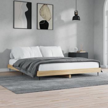 Estructura de cama de madera contrachapada roble Sonoma 160x200 cm Marrón