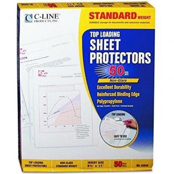C-Line Top Loading Standard Weight Poly Sheet Protectors, Non-Glare, 8.5 x 11 Inches, 50 per Box