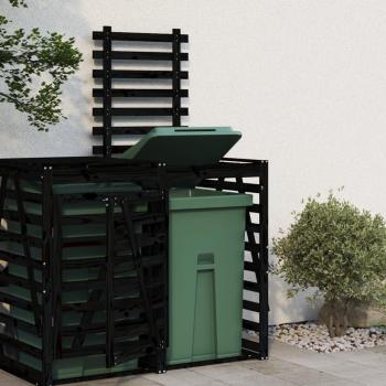 Extensión para Cobertizo de Cubos de Basura VidaXL - Madera de Pino en Color Marrón Miel, Gris y Negro