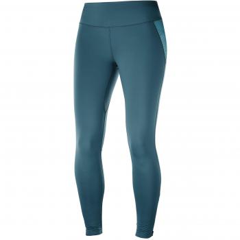 Salomon Mallas para running, agile long tight, tejido de punto, verde