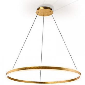 Lámpara LED Helia Oro 100Ø - Lámpara de diseño moderno, acabado en color oro, diámetro de 100 cm, tecnología LED de bajo consumo, luz cálida y regulable, ideal para ambientar espacios contemporáneos
