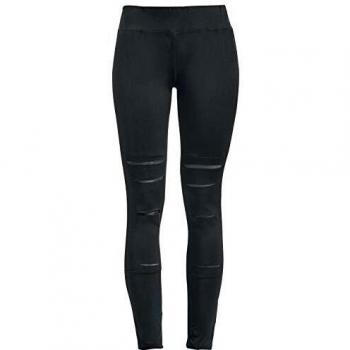 Rotterdamned Leggings con Inserto de Encaje Mujer Leggins Negro XL, 100% poliéster,