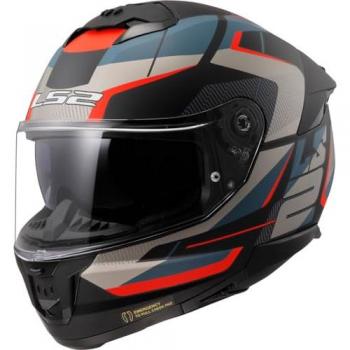 LS2 Casco Integral FF808 Stream II Road - Negro Mate-Azul-Naranja, Talla M