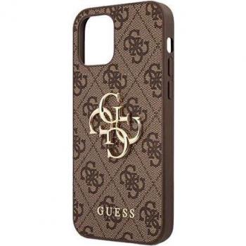 Funda Dura GUESS 4G con Gran Logo Metálico para iPhone 12/12 Pro, Color Marrón