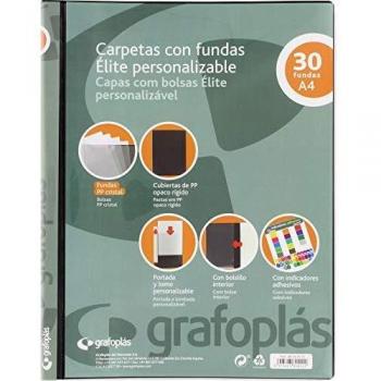 Grafoplás 98141610 Élite Carpeta Personalizable con Fundas, Cubiertas Semirrígidas, Negro, A4