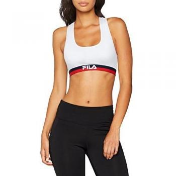 Sujetador Deportivo Fila Elastic Nos Blanco XS - Sin Aros, Sin Almohadillas, Estilo Racerback, Algodón Stretch
