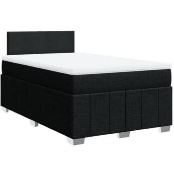 Cama box spring con colchón de muelles en tela negra 120x190 cm