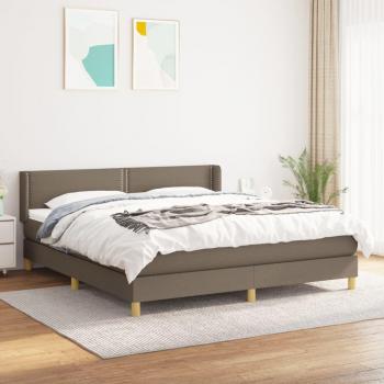 Cama box spring con colchón de tela gris taupe 180x200 cm Tortorra