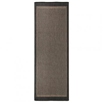 Alfombra de exterior de tejido plano marrón oscuro 80x250 cm
