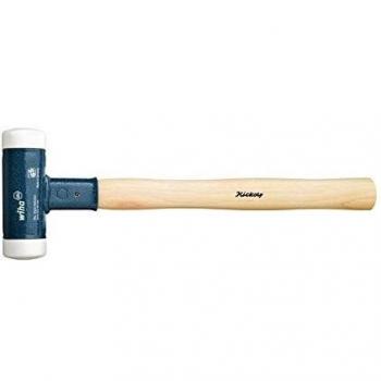 Wiha Martillo de cara blanda sin contragolpe, muy duro con mango de madera Hickory, cabezal redondo 50, 385 mm (39012)