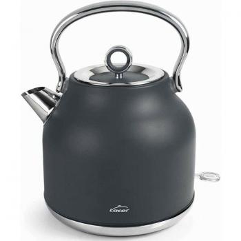 Hervidor de agua retro Lacor, 1,7 litros, tecnología STRIX, acabado gris mate