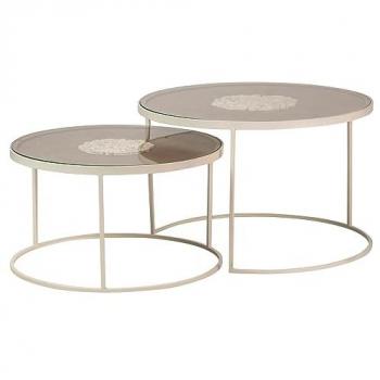 Set de 2 Mesas Elegantes Metal-Madera Talla 80x80x50cm y 70x70x40cm - Alta Calidad