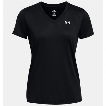 Camiseta de fitness Under Armour Tech V Solid Short Sleeve para mujer en color negro