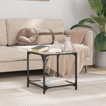 Mesa de centro vidaXL superficie vidrio y acero 40x40x40 cm Transparente, Negro, Mesita de Salón o Comedor o Auxiliar Mesa de Café