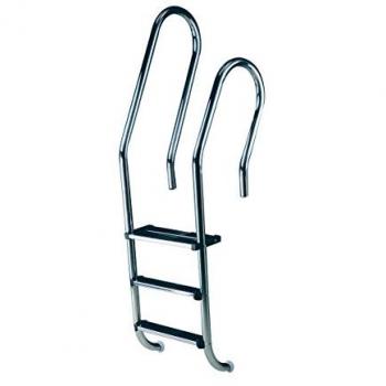 Escalera de piscina modelo Luxe mixto 2 peldaños Luxury + 1 peldaño de seguridad AISI 316