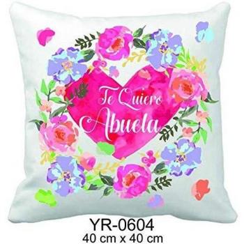 Alex Bog Cojin te Quiero Abuela Heart/Flowers Referencia RM Textiles del hogar Unisex Adulto, Multicolor